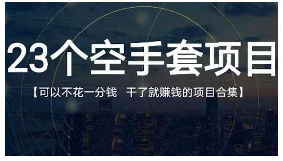 23个空手套项目大合集，0成本0投入，干了就赚钱纯空手套生意经-天天有课网