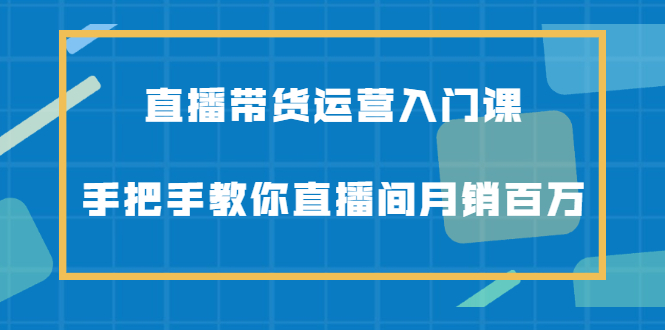 直播带货运营入门课，手把手教你直播间月销百万-天天有课网
