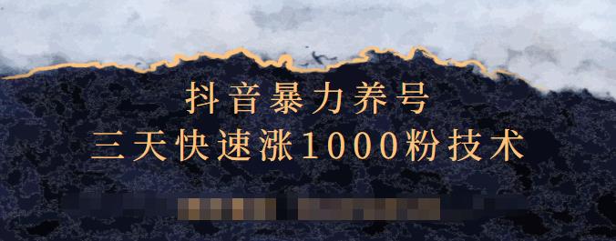 抖音暴力养号，三天快速涨1000粉技术【视频课程】-天天有课网