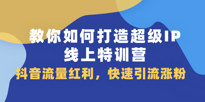 教你如何打造超级IP线上特训营，抖音流量红利新机遇-天天有课网