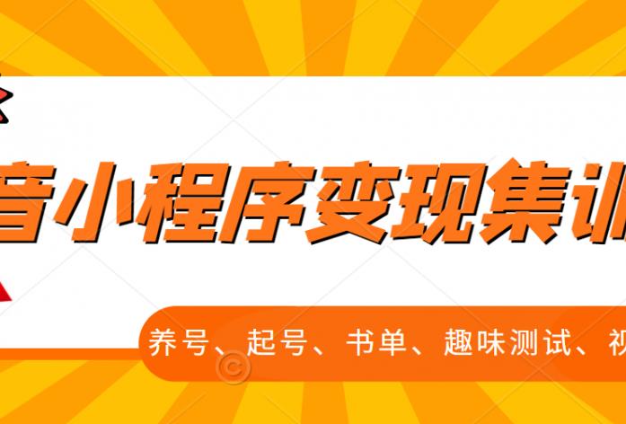 抖音小程序变现集训课，养号、起号、书单、趣味测试、视频剪辑，全套流程-天天有课网