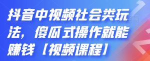 抖音中视频社会类玩法，傻瓜式操作就能赚钱【视频课程】-天天有课网