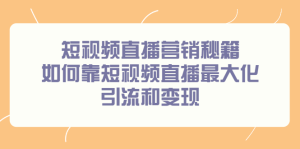 短视频直播营销秘籍，如何靠短视频直播最大化引流和变现-天天有课网
