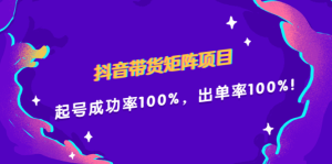 抖音带货矩阵项目，起号成功率100%，出单率100%！-天天有课网