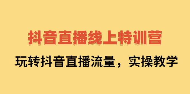 抖音直播线上特训营：玩转抖音直播流量，实操教学-天天有课网