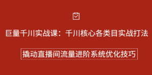 巨量千川实战系列课：千川核心各类目实战打法，撬动直播间流量进阶系统优化技巧-天天有课网