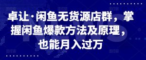 卓让·闲鱼无货源店群,掌握闲鱼爆款方法及原理,也能月入过万-天天有课网