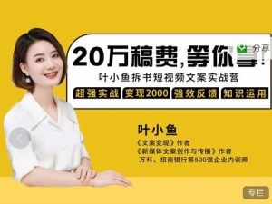 叶小鱼21天短视频文案拆书营，学完轻松搞定各类书单短视频文案-天天有课网