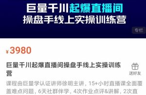 巨量千川起爆直播间操盘手实操训练营,实现快速起号和直播间高投产-天天有课网