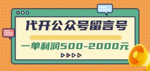 外面卖1799的代开公众号留言号项目，一单利润500-2000元【视频教程】-天天有课网