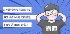 京东短视频带货正规项目：每天操作1小时无脑搬运日收益100+玩法！-天天有课网