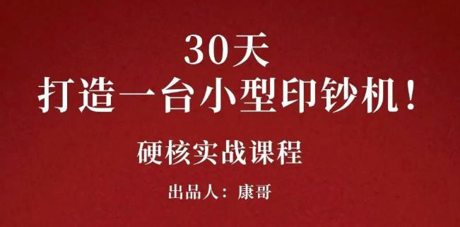 康哥30天打造一台小型印钞机：躺赚30万的项目完整复盘（视频教程）-天天有课网