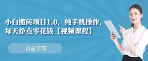 小白搬砖项目1.0，纯手机操作，每天兼职挣点零花钱-天天有课网
