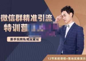 陆明明·微信群精准引流特训营3.0，借助微信群进行引流操作，打造私域流量池-天天有课网