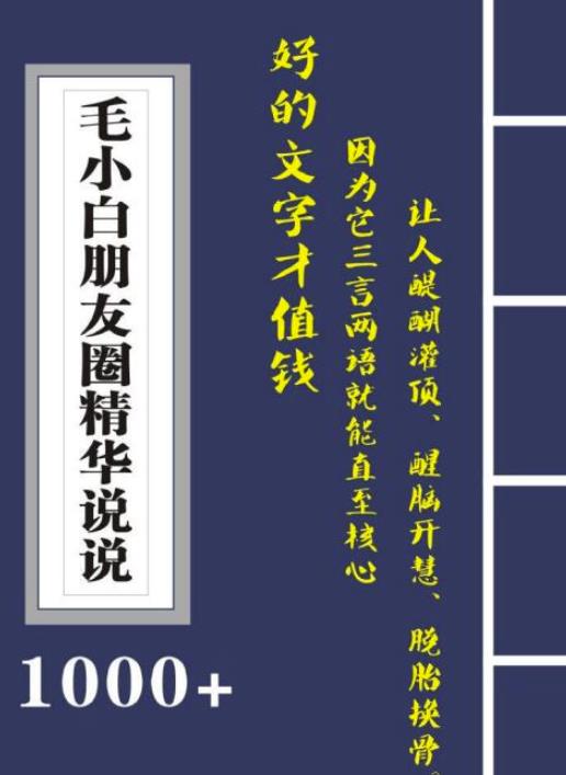 毛小白内容合集《朋友圈说说精华1000+》好的文字才值钱（第1部+2部）-天天有课网
