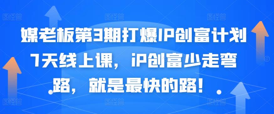 媒老板第3期打爆IP创富计划7天线上课，iP创富少走弯路，就是最快的路！-天天有课网