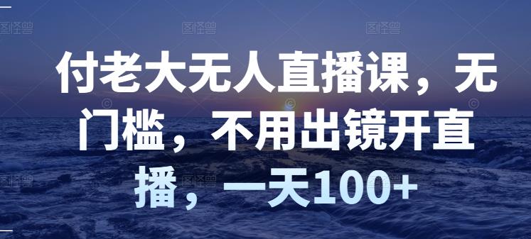 付老大无人直播课，无门槛，不用出镜开直播，一天100+-天天有课网