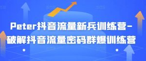 Peter抖音流量新兵训练营-破解抖音流量密码群爆训练营(新兵)-天天有课网