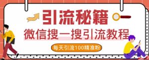微信搜一搜引流教程,每天引流100精准粉-天天有课网