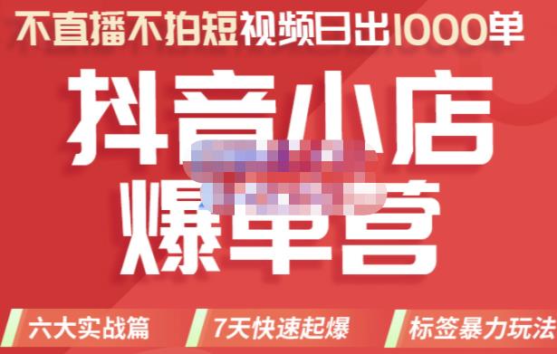 2022年抖音小店爆单营，不直播、不拍短视频、日出1000单，暴力玩法-天天有课网