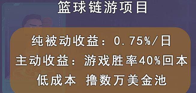 国外区块链篮球游戏项目，前期加入秒回本，被动收益日0.75%，撸数万美金-天天有课网