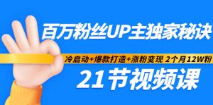 百万粉丝UP主独家秘诀:冷启动+爆款打造+涨粉变现2个月12W粉(21节视频课)-天天有课网