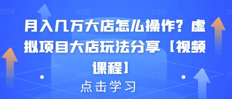 月入几万大店怎么操作？虚拟项目大店玩法分享【视频课程】-天天有课网