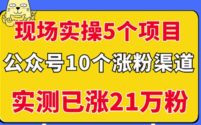 现场实操5个公众号项目，10个涨粉渠道，实测已涨21万粉！-天天有课网