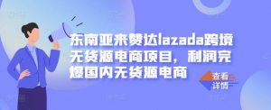 东南亚来赞达lazada跨境无货源电商项目,利润完爆国内无货源电商-天天有课网
