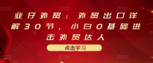 业仔外贸:外贸出口详解30节,小白0基础进击外贸达人 价值666元-天天有课网