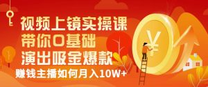 视频上镜实操课：带你0基础演出吸金爆款，赚钱主播如何月入10W+-天天有课网