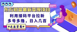 东方财富最新变现项目,利用接码平台拉新,多号多撸,日入几百无压力-天天有课网