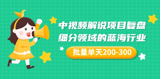 某付费文章：中视频解说项目复盘：细分领域的蓝海行业 批量单天200-300收益-天天有课网