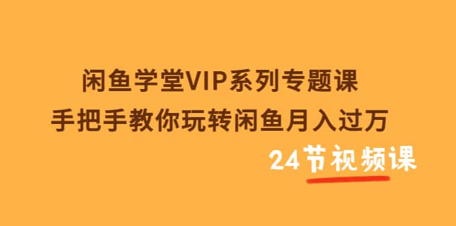 闲鱼学堂VIP系列专题课：手把手教你玩转闲鱼月入过万（共24节视频课）-天天有课网