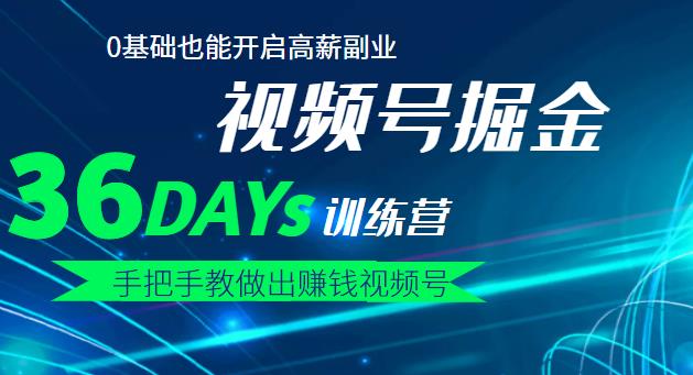 【视频号掘金营】36天手把手教做出赚钱视频号，0基础也能开启高薪副业-天天有课网