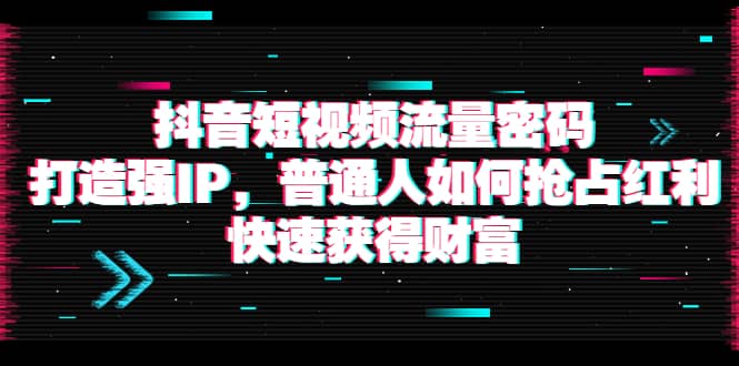 抖音短视频流量密码：打造强IP，普通人如何抢占红利，快速获得财富-天天有课网