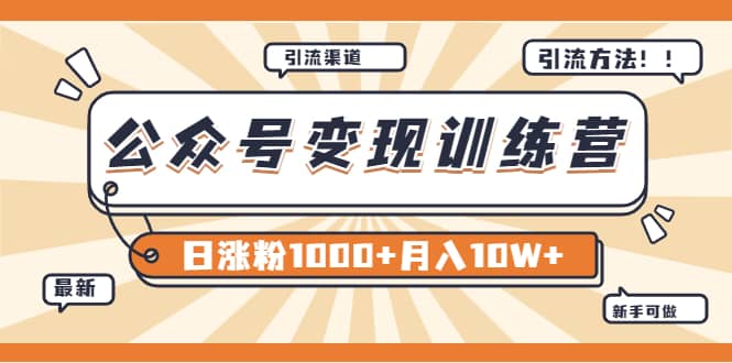 【某公众号变现营第二期】0成本日涨粉1000+让你月赚10W+（8月24号更新）-天天有课网