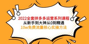 2022全套拼多多运营课程，从新手到大神从0到精通，10w免费流量核心实操方法-天天有课网