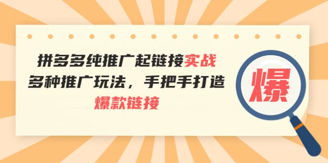 拼多多纯推广起链接实战：多种推广玩法，手把手打造爆款链接-天天有课网