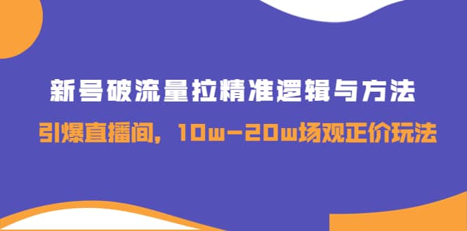 新号破流量拉精准逻辑与方法，引爆直播间，10w-20w场观正价玩法-天天有课网