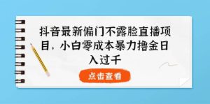 抖音最新偏门不露脸直播项目，小白零成本暴力撸金日入1000+-天天有课网