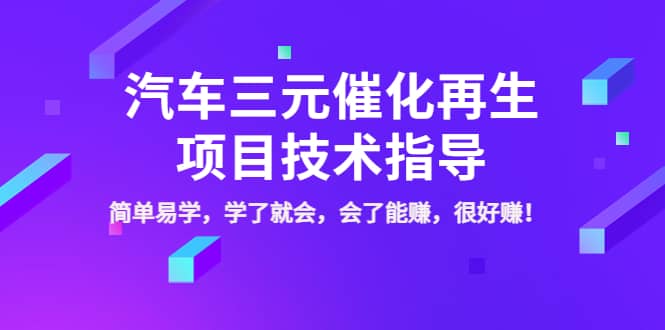 汽车三元催化再生项目技术指导，简单易学，学了就会，会了能赚，很好赚！-天天有课网