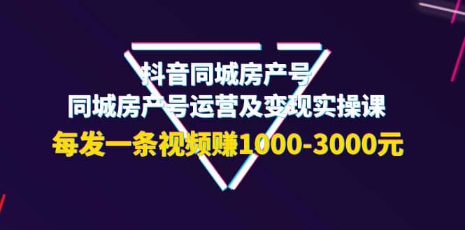 抖音同城房产号，同城房产号运营及变现实操课，每发一条视频赚1000-3000元-天天有课网