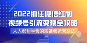 2022抓住微信红利，视频号引流变现全攻略，人人都能学会的短视频运营玩法-天天有课网