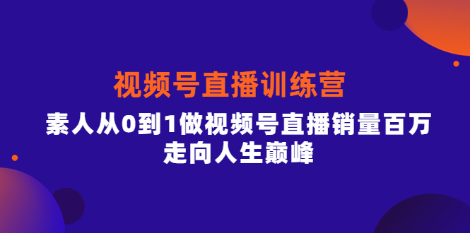 视频号直播训练营，素人从0到1做视频号直播销量百万，走向人生巅峰-天天有课网