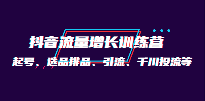 月销1.6亿实操团队·抖音流量增长训练营：起号、选品排品、引流 千川投流等-天天有课网