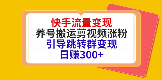 快手流量变现，养号搬运剪视频涨粉，引导跳转群变现日赚300+-天天有课网