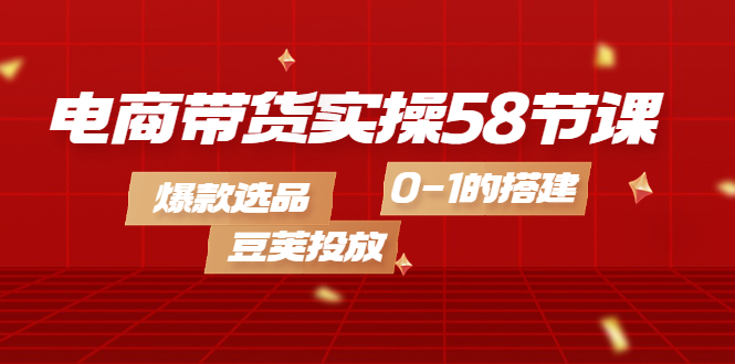 电商带货实操58节课，爆款选品，豆荚投放，0-1的搭建-天天有课网