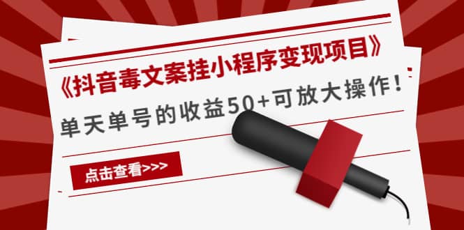 《抖音毒文案挂小程序变现项目》-天天有课网