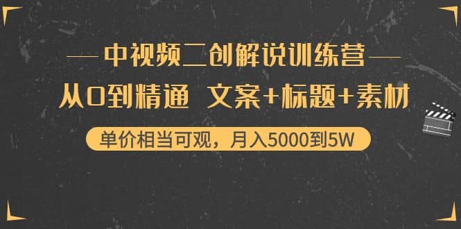 中视频二创解说训练营：从0到精通 文案+标题+素材-天天有课网